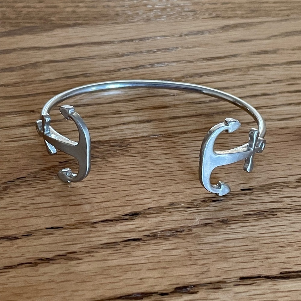 Stainless Steel Adjustable Anchor Cuff Bangle Bracelet